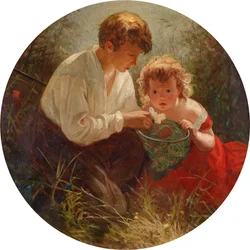 A Brother and Sister Catching Butterflies